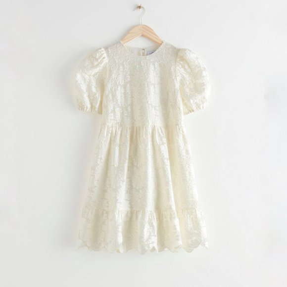 & Other Stories Puff Sleeve Jacquard Mini Dress - Picture 1 of 8